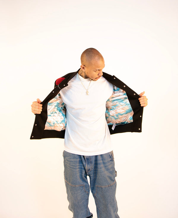 1|24 HOT AIR BALLOON VARSITY JACKET - BLACK