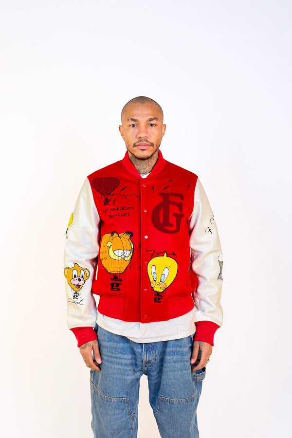 HOT AIR BALLOON VARSITY JACKET - RED