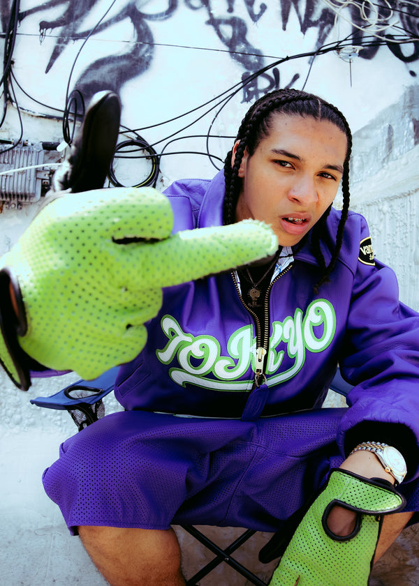 FLY GEENIUS x VANSON | PERFORATED LEATHER GLOVES | KAWASAKI GREEN / BLACK
