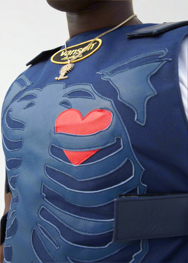 FLY GEENIUS x VANSON LEATHERS SKELETON VEST – NAVY | PRODUCTION: 4–12 WEEKS