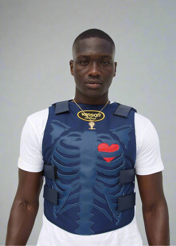FLY GEENIUS x VANSON LEATHERS SKELETON VEST – NAVY | PRODUCTION: 4–12 WEEKS